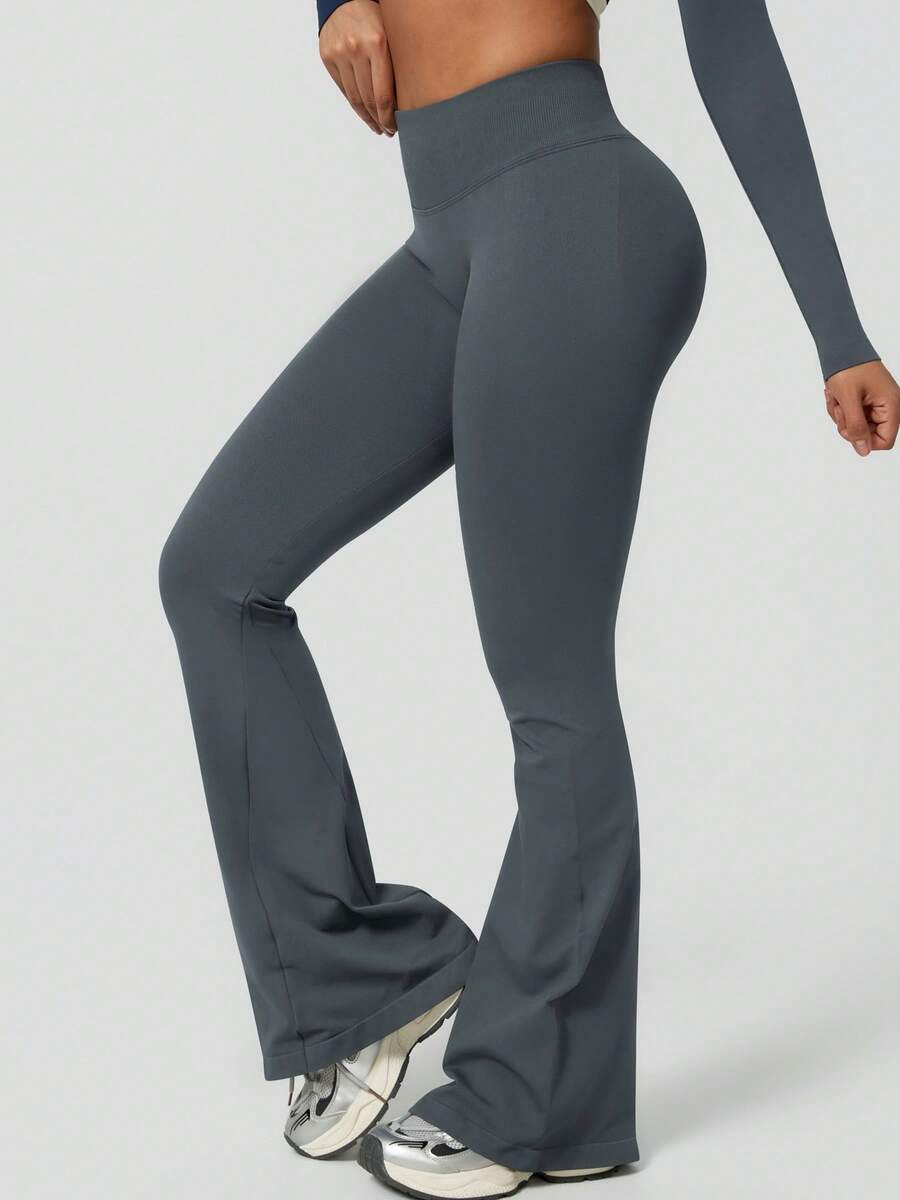 Pantalon Évasé Sans Couture Taille Haute