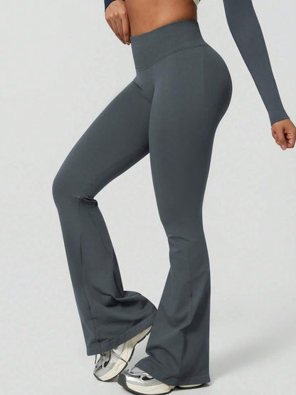 Pantalon Évasé Sans Couture Taille Haute
