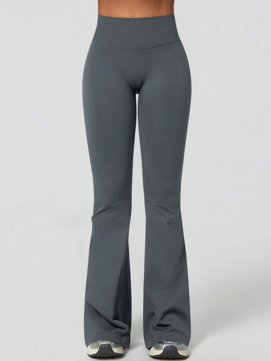 Pantalon Évasé Sans Couture Taille Haute