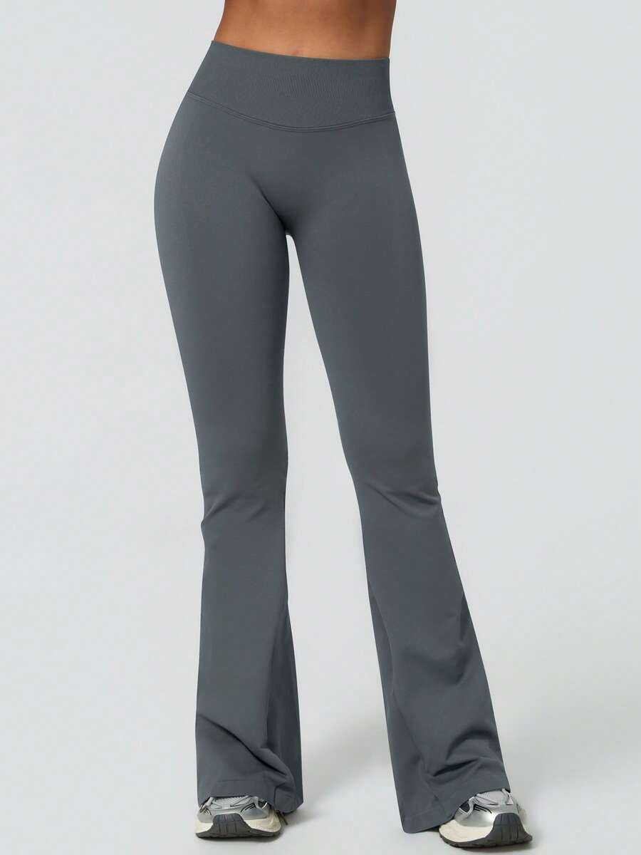 Pantalon Évasé Sans Couture Taille Haute