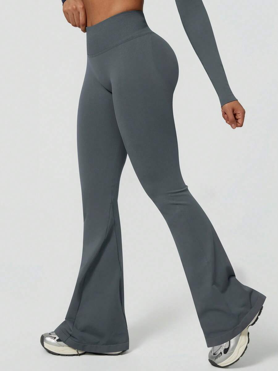 Pantalon Évasé Sans Couture Taille Haute