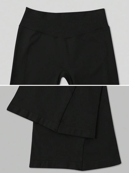 Pantalon Évasé Sans Couture Taille Haute