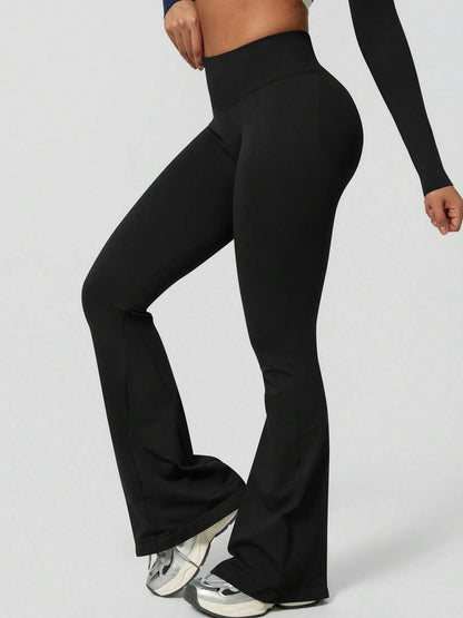 Pantalon Évasé Sans Couture Taille Haute
