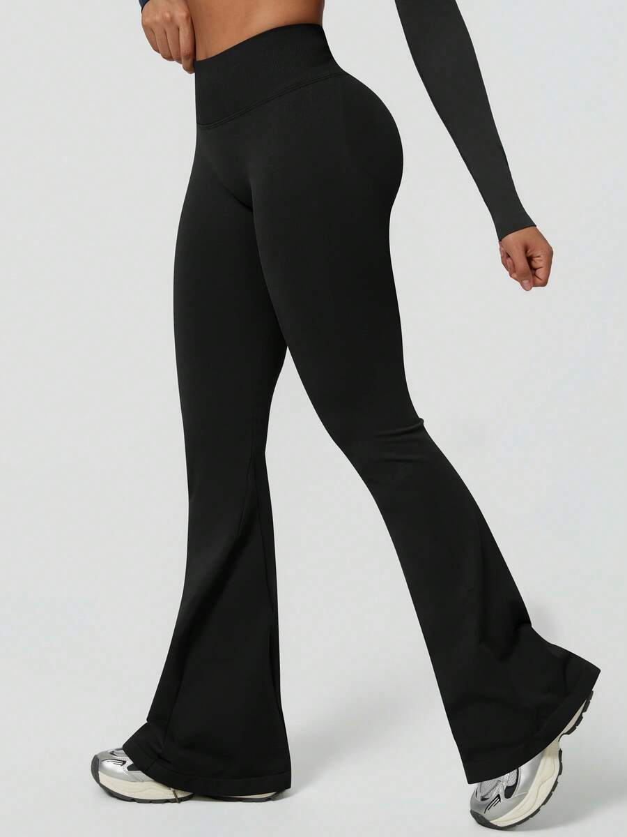 Pantalon Évasé Sans Couture Taille Haute
