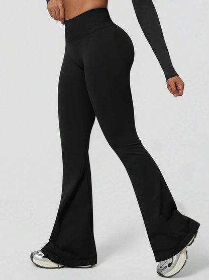 Pantalon Évasé Sans Couture Taille Haute