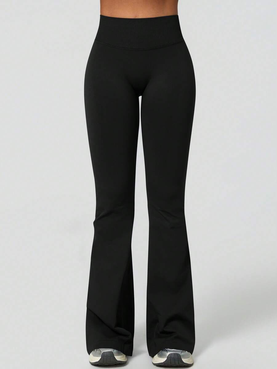 Pantalon Évasé Sans Couture Taille Haute