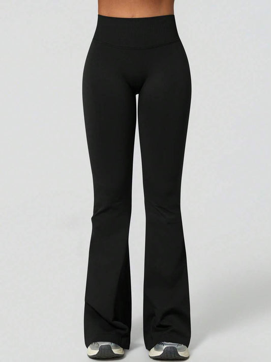 Pantalon Évasé Sans Couture Taille Haute