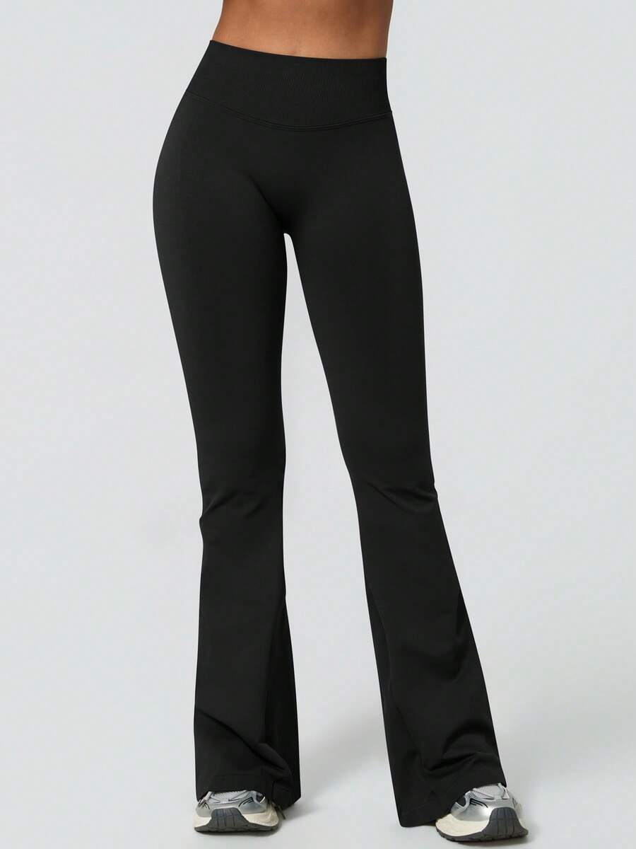 Pantalon Évasé Sans Couture Taille Haute