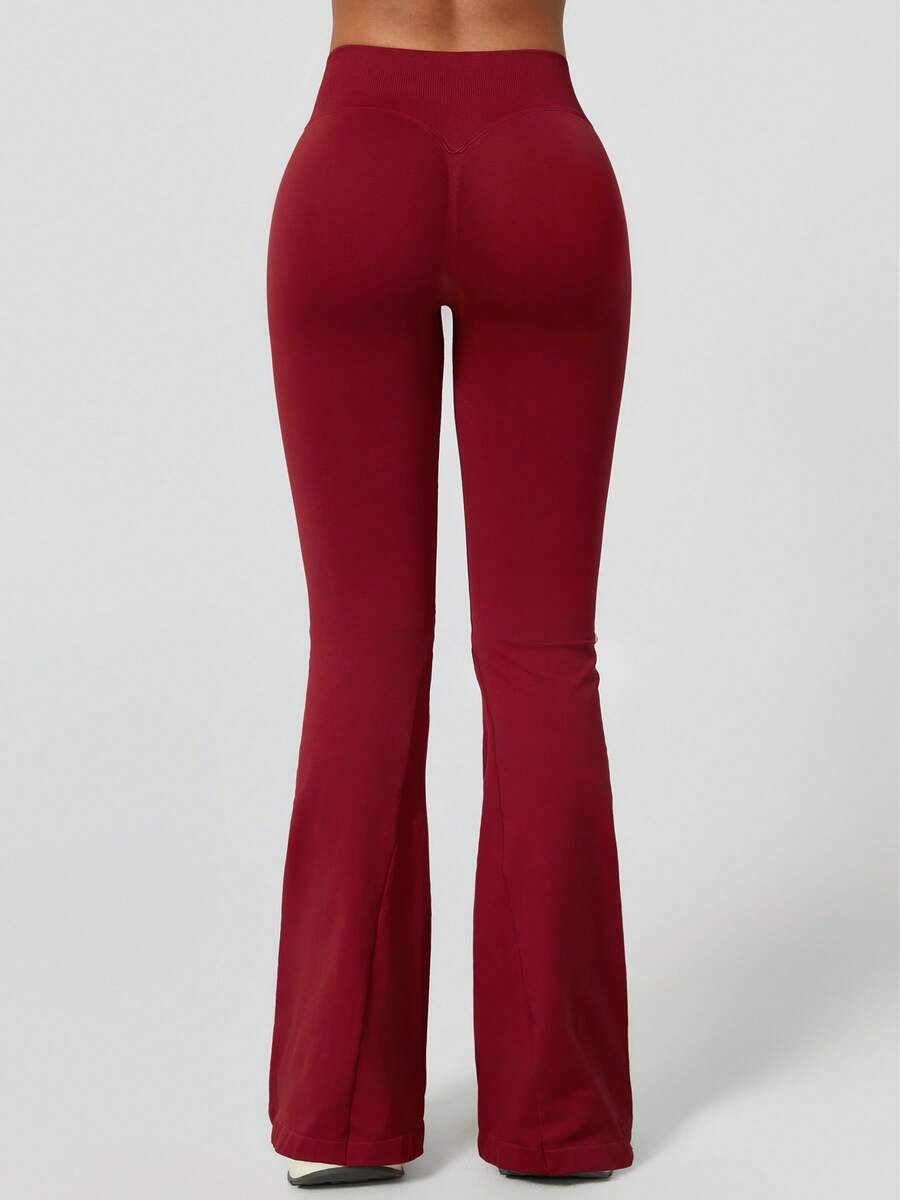 Pantalon Évasé Sans Couture Taille Haute