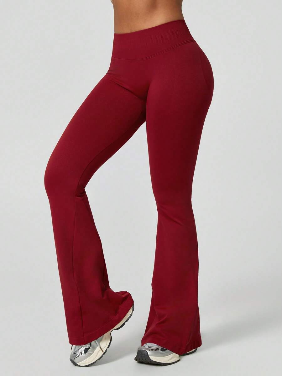 Pantalon Évasé Sans Couture Taille Haute