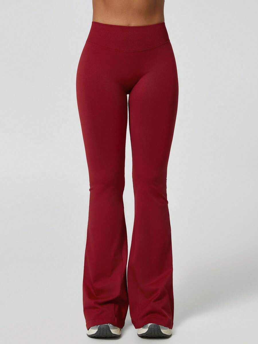 Pantalon Évasé Sans Couture Taille Haute
