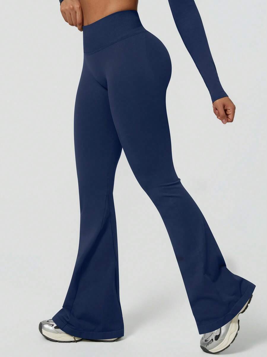 Pantalon Évasé Sans Couture Taille Haute