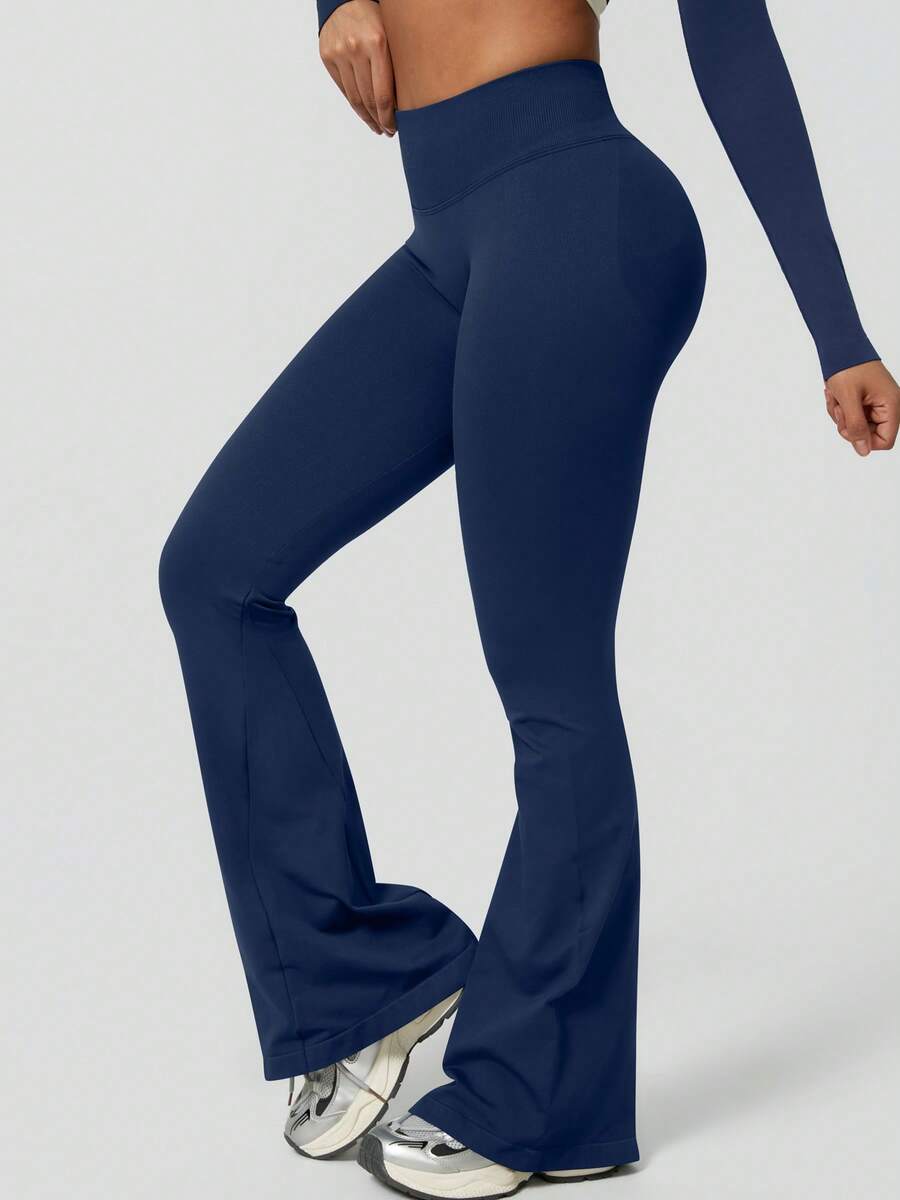 Pantalon Évasé Sans Couture Taille Haute