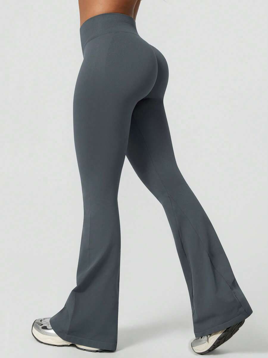 Pantalon Évasé Sans Couture Taille Haute