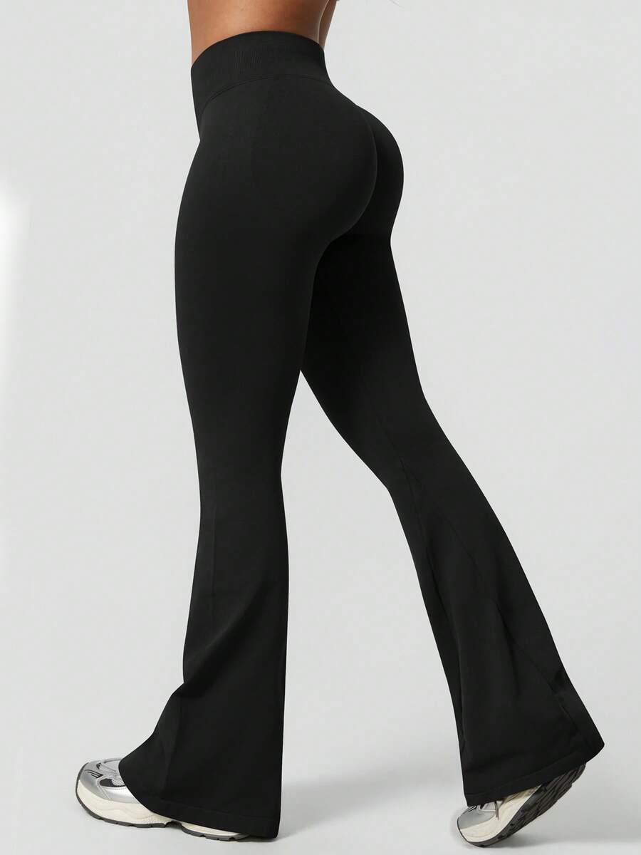 Pantalon Évasé Sans Couture Taille Haute