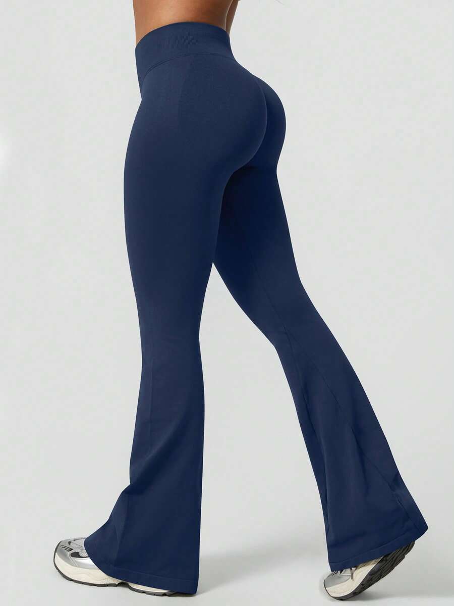 Pantalon Évasé Sans Couture Taille Haute