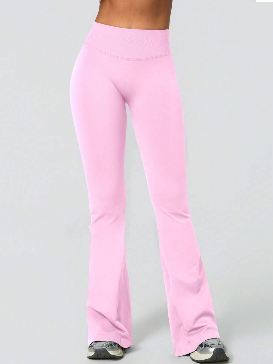 Pantalon Évasé Sans Couture Taille Haute
