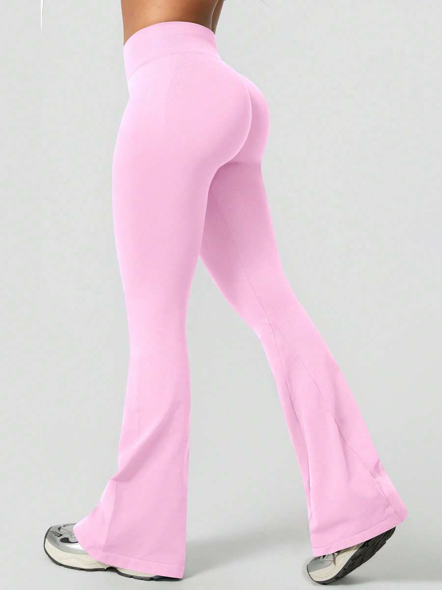 Pantalon Évasé Sans Couture Taille Haute
