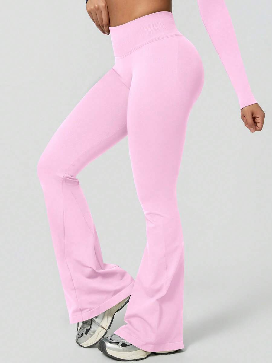 Pantalon Évasé Sans Couture Taille Haute