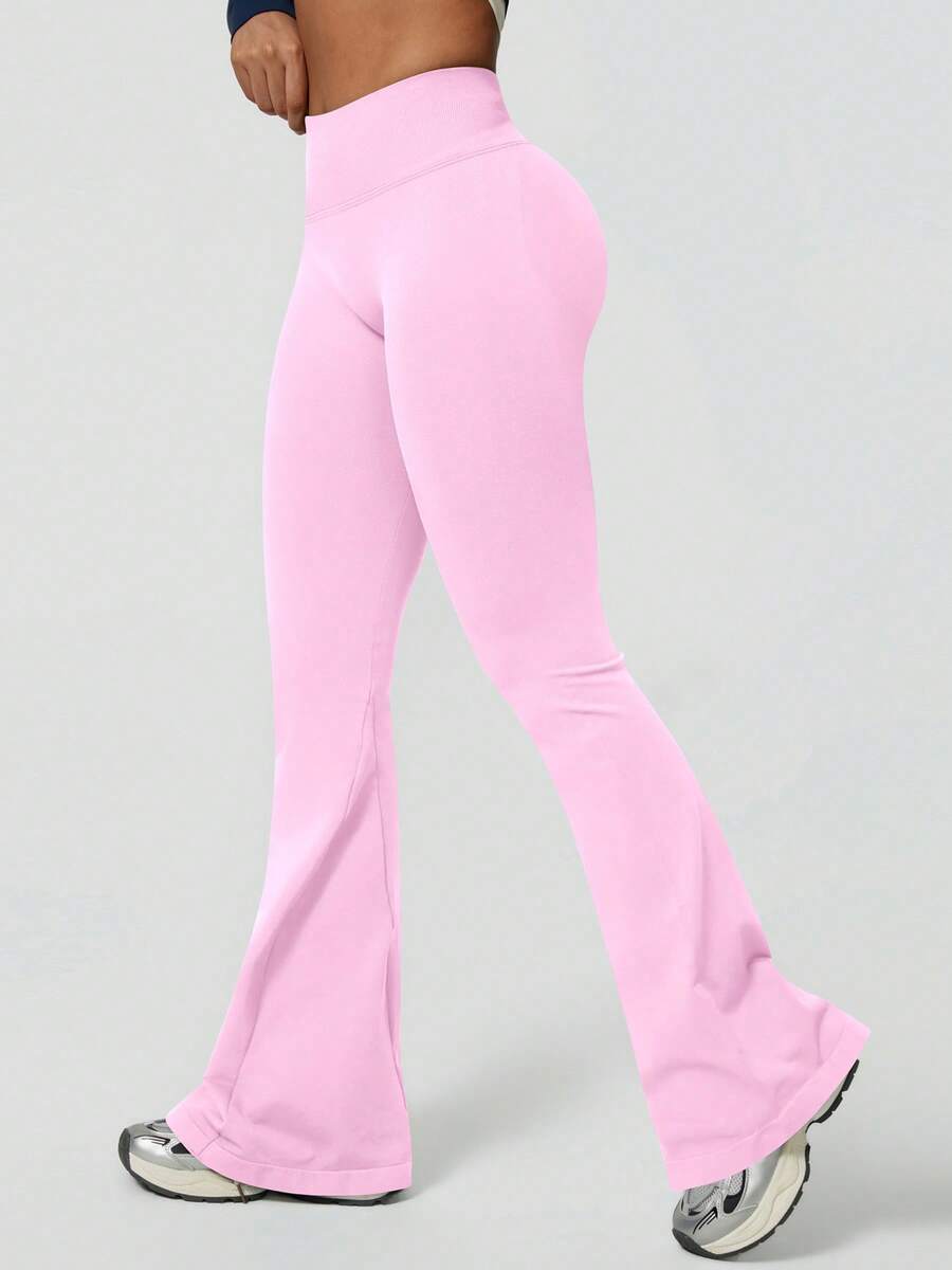 Pantalon Évasé Sans Couture Taille Haute