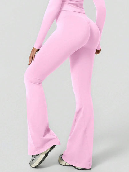 Pantalon Évasé Sans Couture Taille Haute