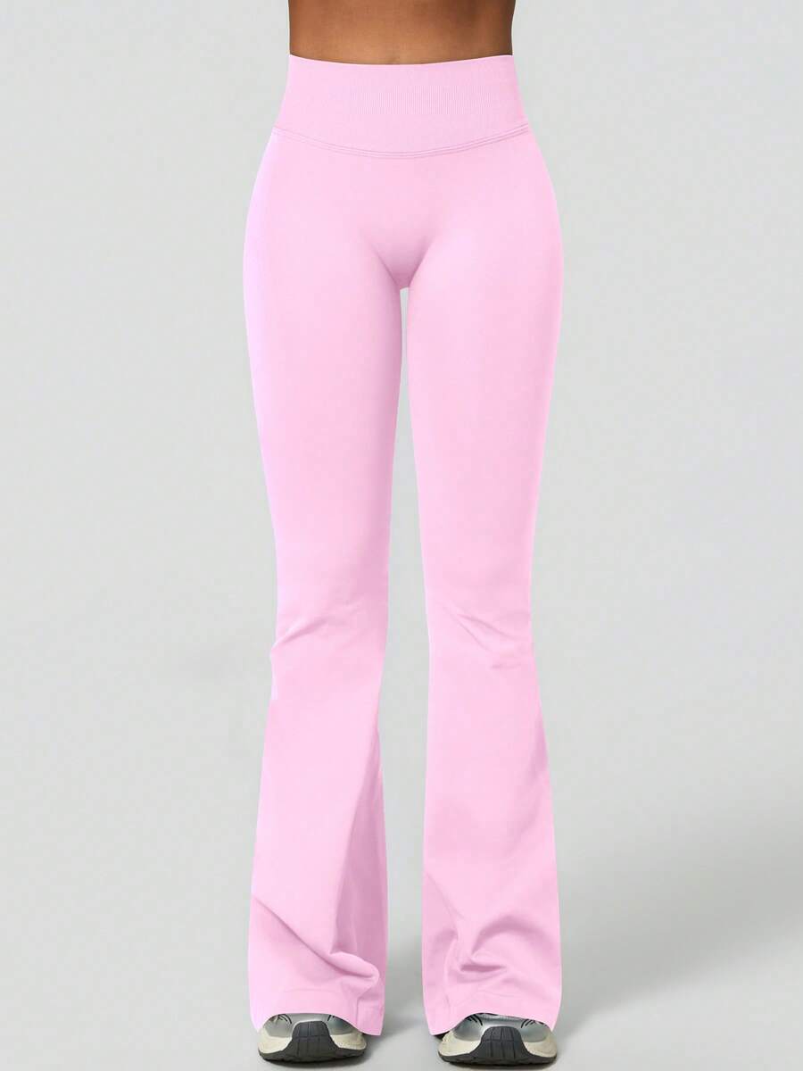 Pantalon Évasé Sans Couture Taille Haute