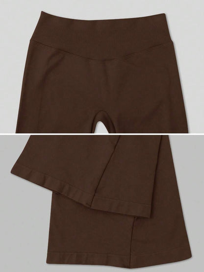 Pantalon Évasé Sans Couture Taille Haute