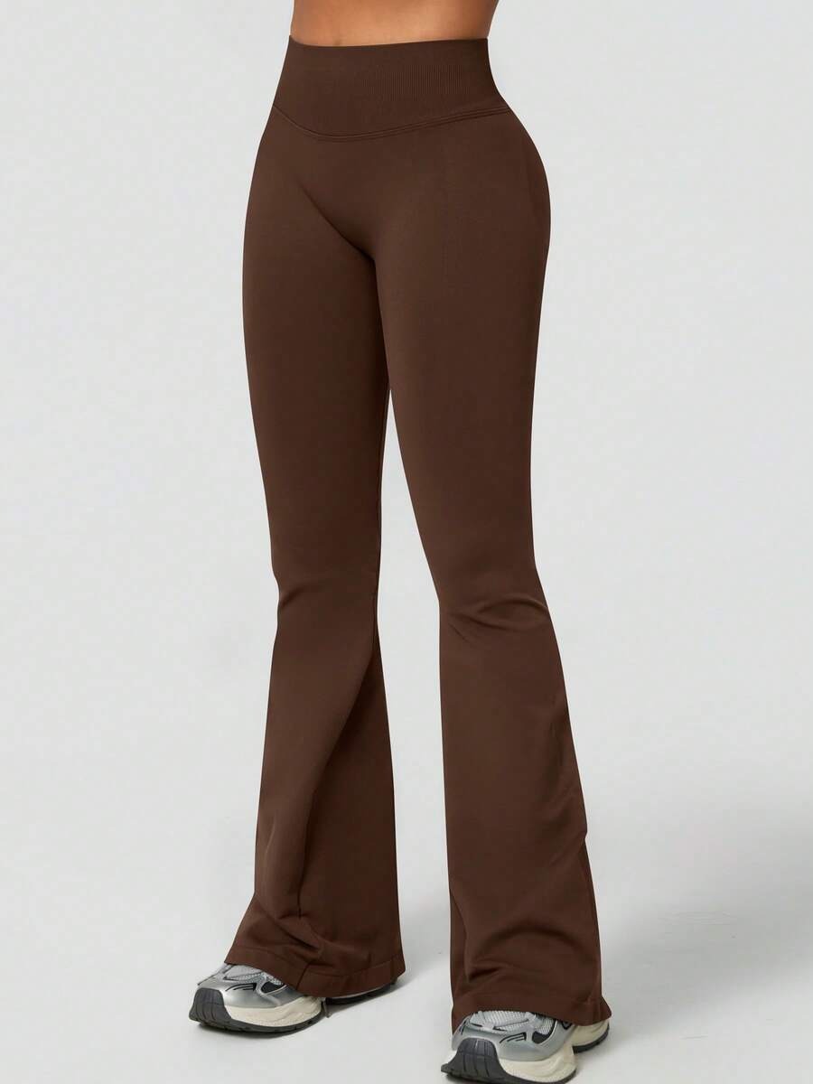 Pantalon Évasé Sans Couture Taille Haute