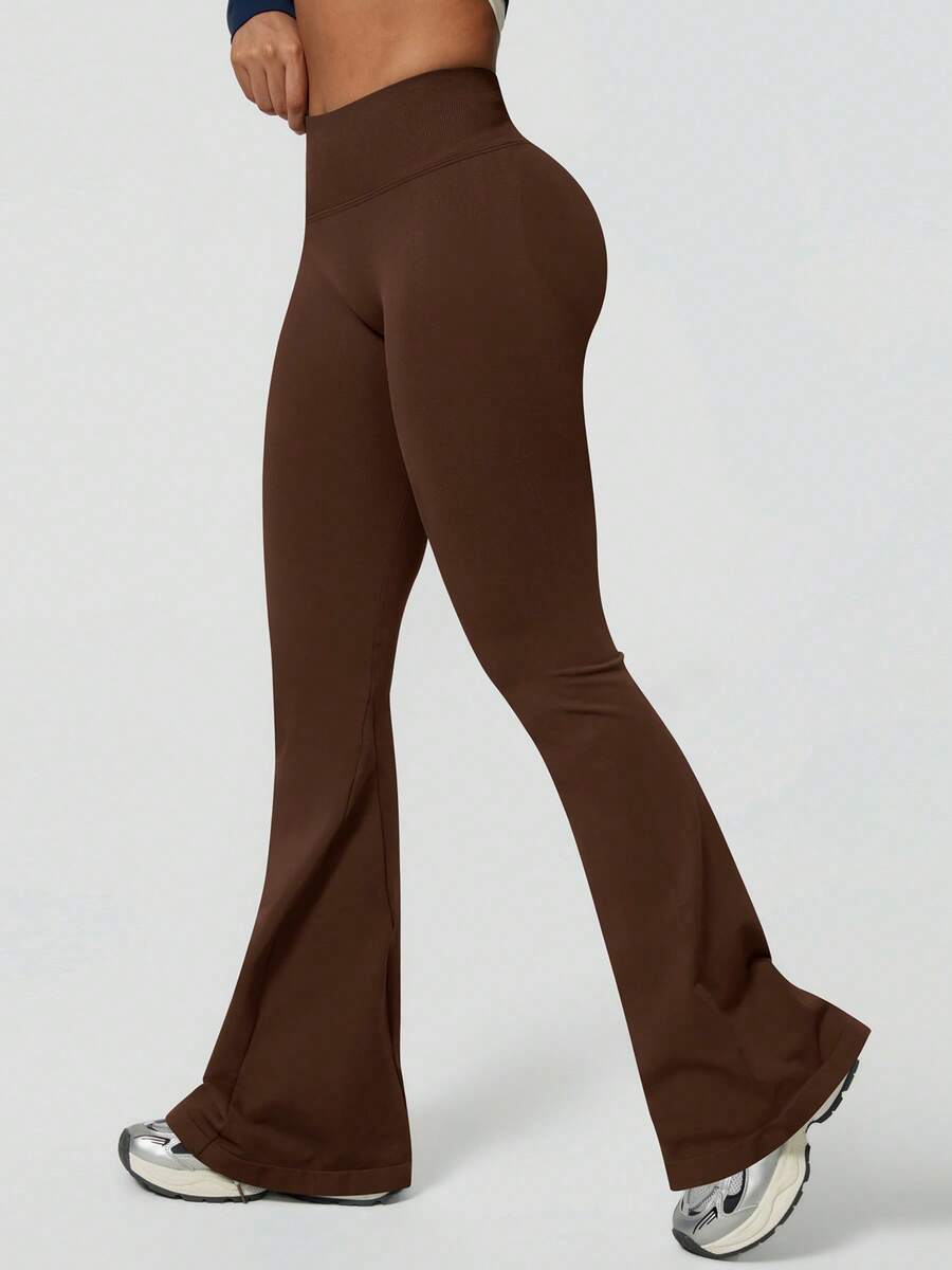 Pantalon Évasé Sans Couture Taille Haute