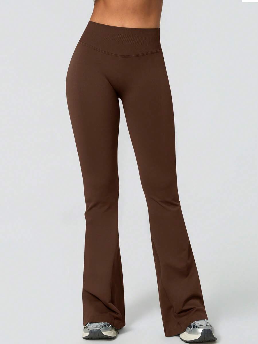 Pantalon Évasé Sans Couture Taille Haute