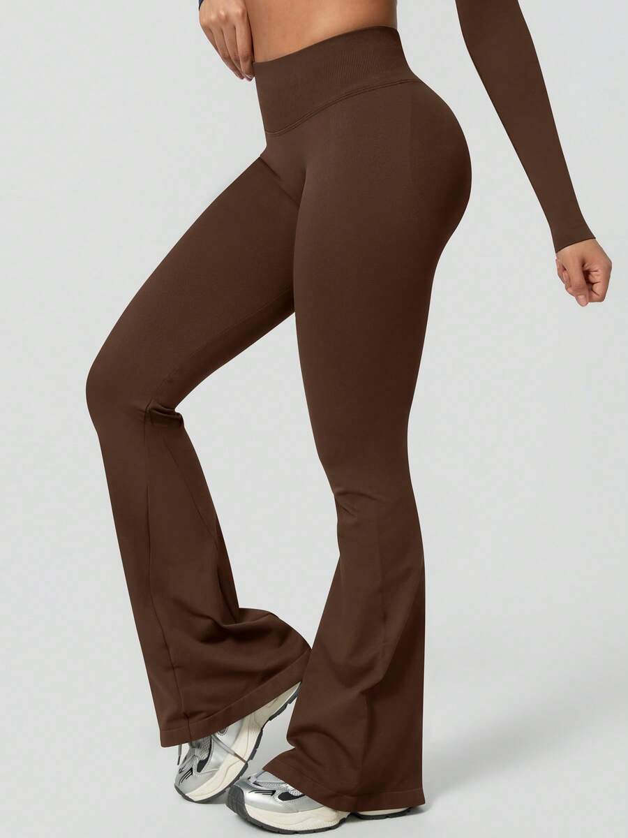 Pantalon Évasé Sans Couture Taille Haute