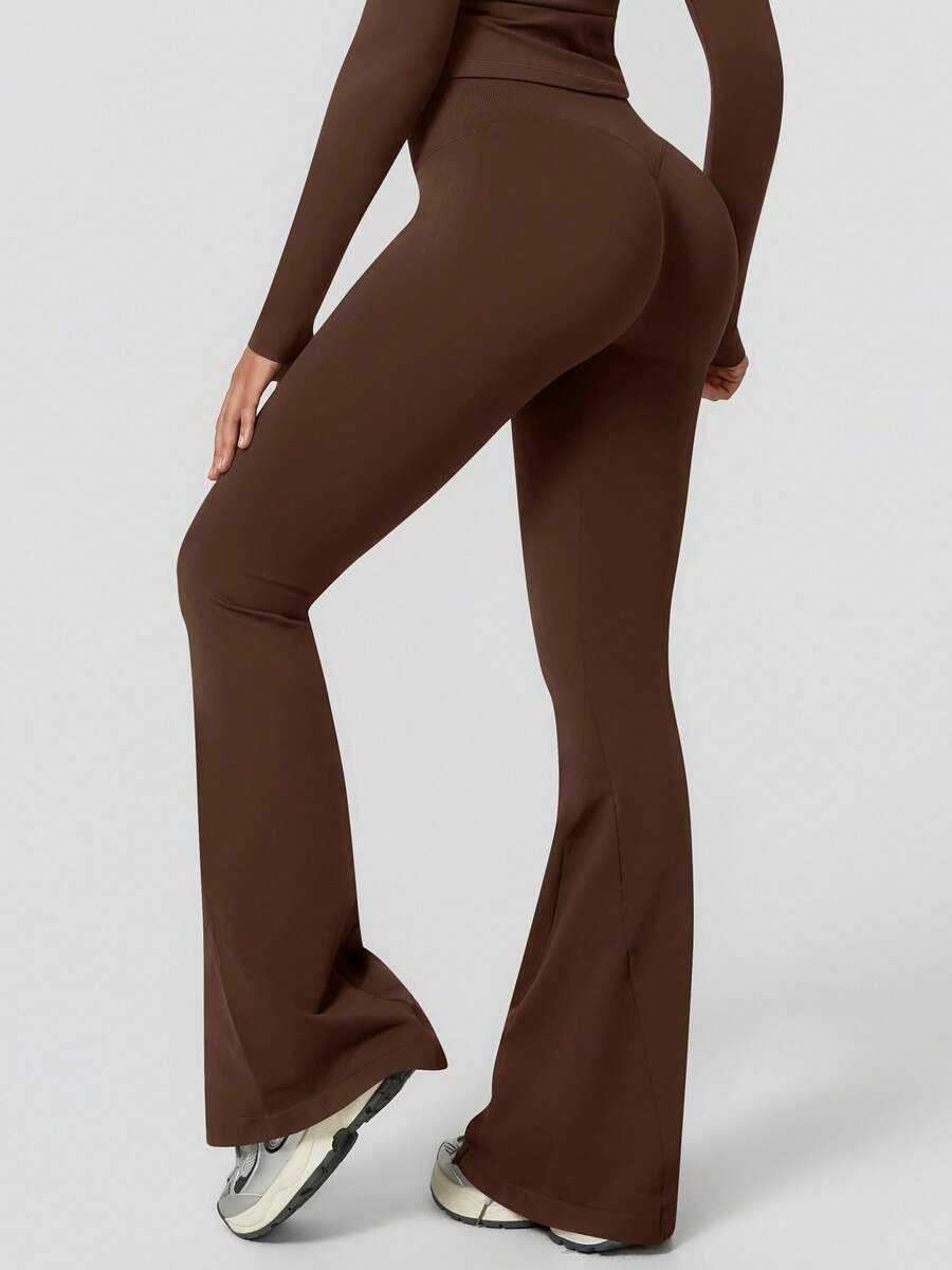 Pantalon Évasé Sans Couture Taille Haute