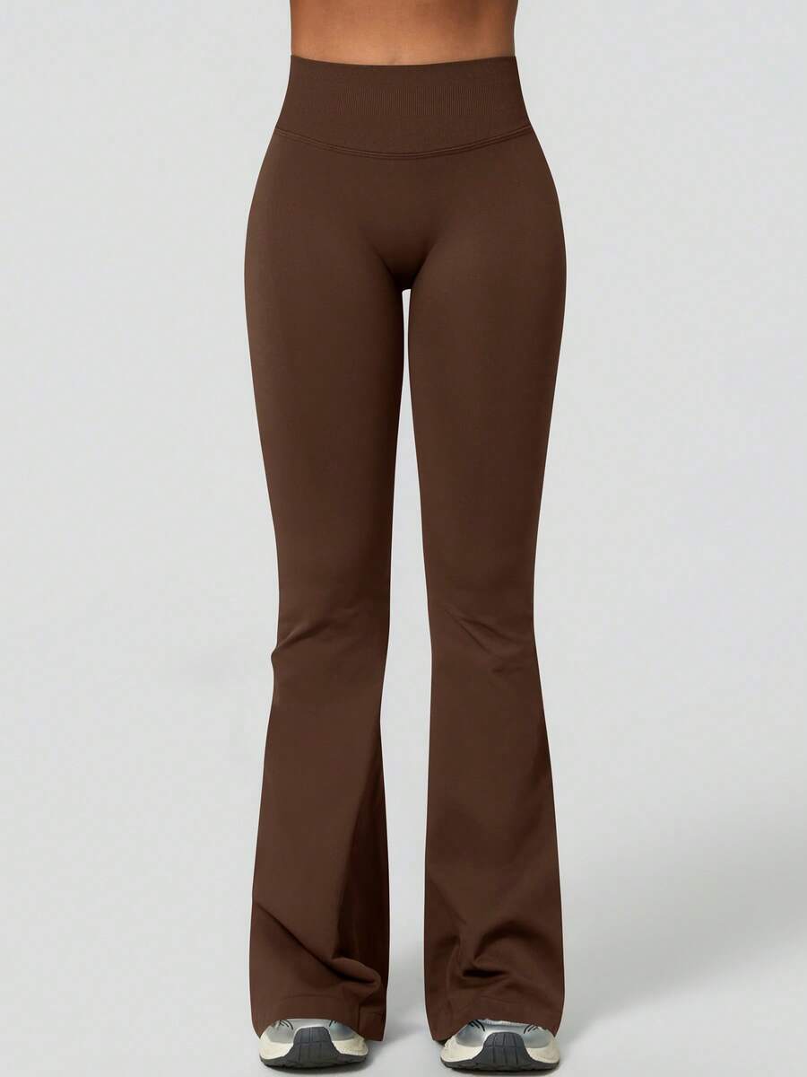 Pantalon Évasé Sans Couture Taille Haute