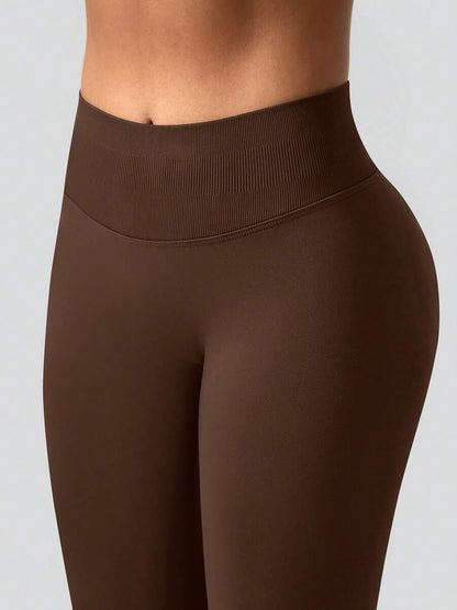 Pantalon Évasé Sans Couture Taille Haute