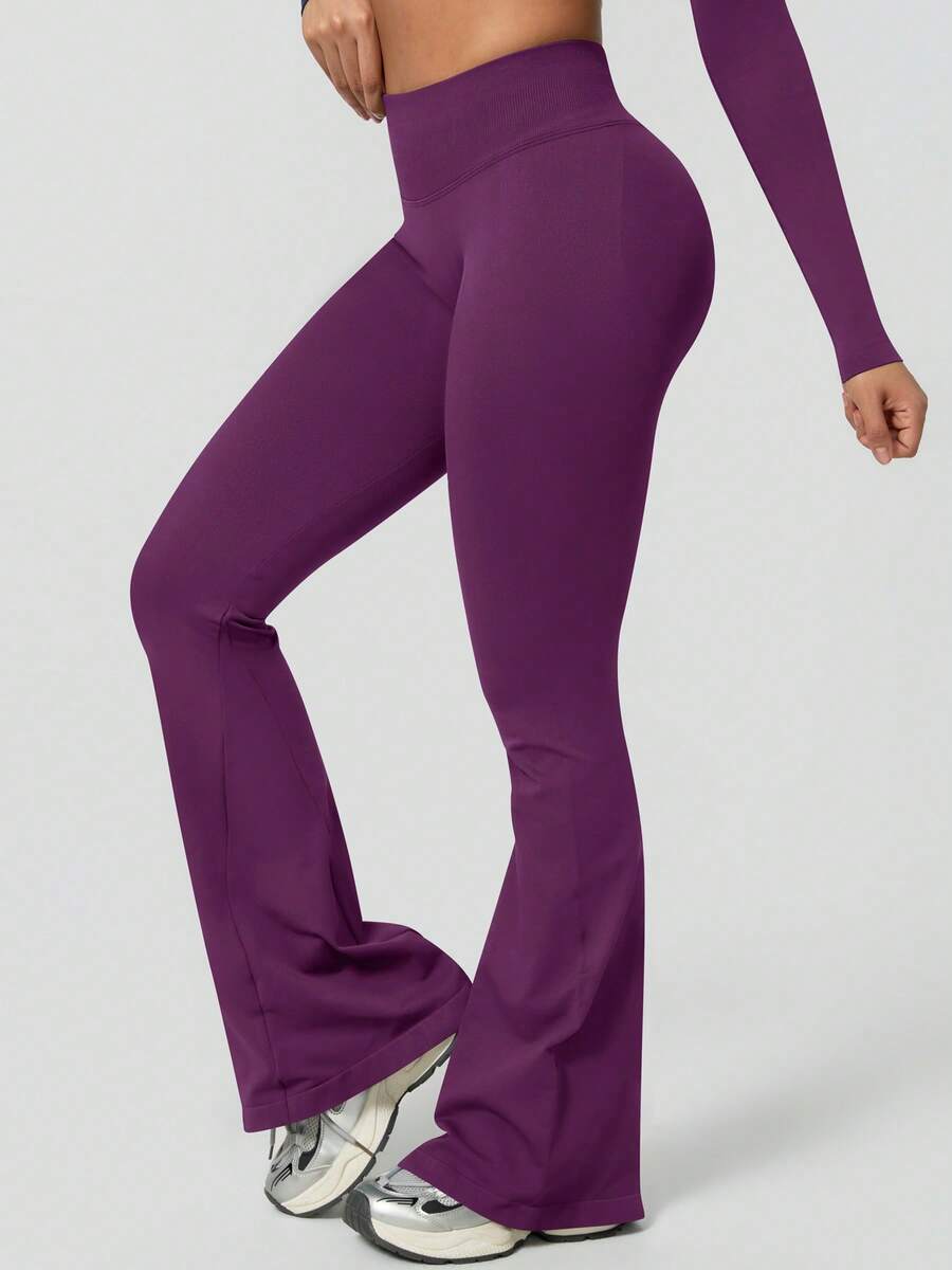 Pantalon Évasé Sans Couture Taille Haute