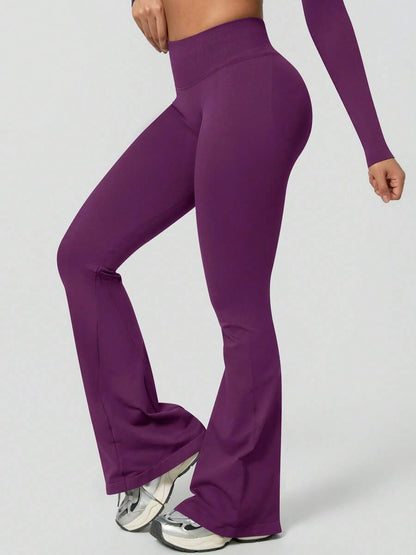 Pantalon Évasé Sans Couture Taille Haute