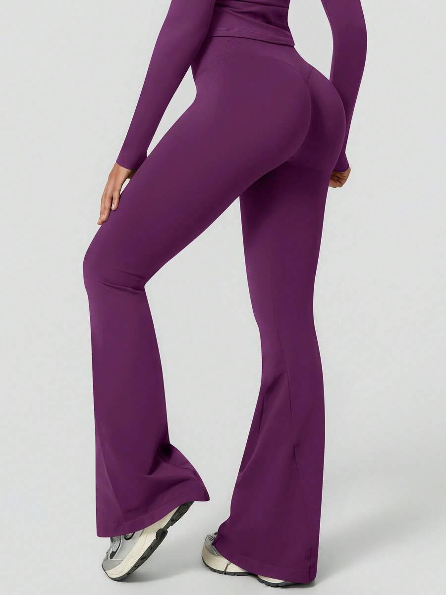 Pantalon Évasé Sans Couture Taille Haute