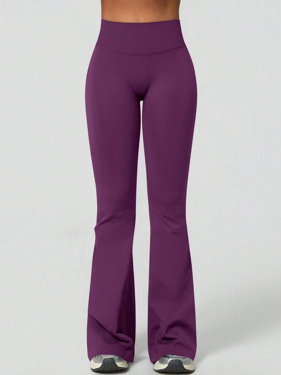 Pantalon Évasé Sans Couture Taille Haute