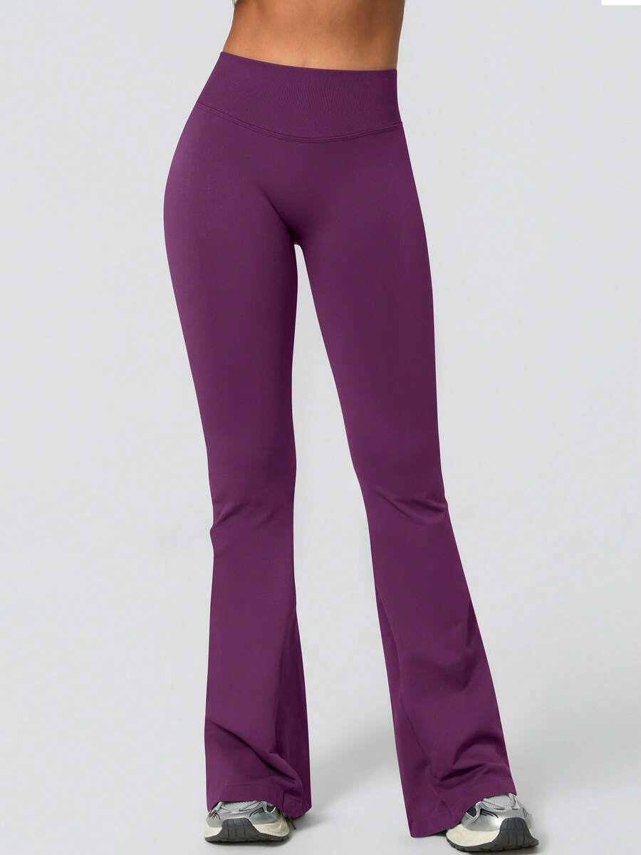 Pantalon Évasé Sans Couture Taille Haute