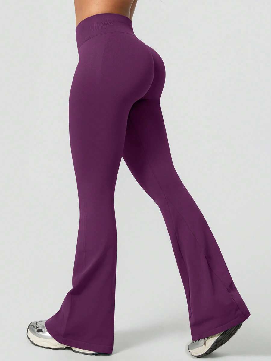 Pantalon Évasé Sans Couture Taille Haute