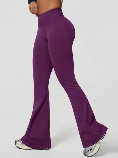 Pantalon Évasé Sans Couture Taille Haute